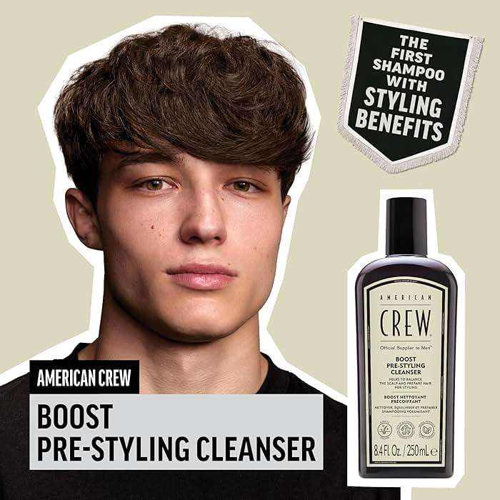 AMERICAN CREW Men's Pre Styler Boost Shampoo for Fine & Thin Hair, Instantly Volumizing Formula, Adds Volume, Lift, & Shine, Vegan, 8.4 fl oz - Image 2