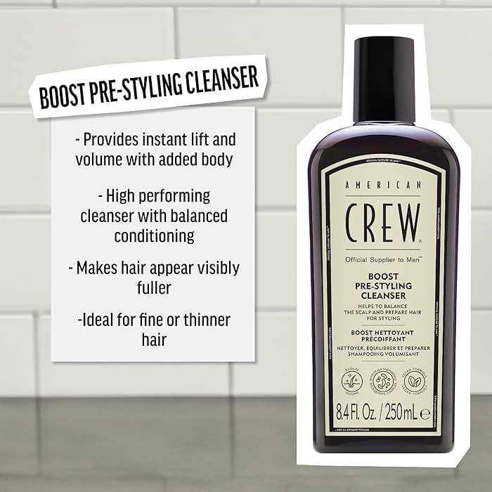AMERICAN CREW Men's Pre Styler Boost Shampoo for Fine & Thin Hair, Instantly Volumizing Formula, Adds Volume, Lift, & Shine, Vegan, 8.4 fl oz - Image 3
