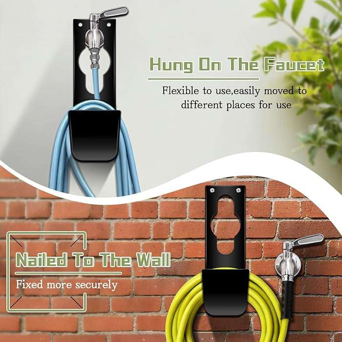 SupKing Hose Holder Wall Mount,Heavy Duty Garden Hose Hanger Reel Metal Hose Hooks Fit to100ft Expandable Watering Hose Storage - Image 3