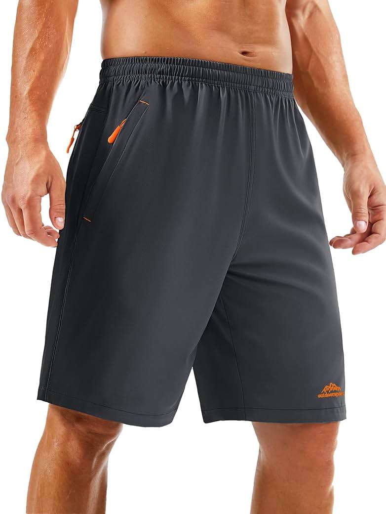 TACVASEN Men's Running Athletic Shorts 9" Quick Dry Workout Gym Shorts Lightweight Summer Shorts 3 Zipper Pockets - Image 1