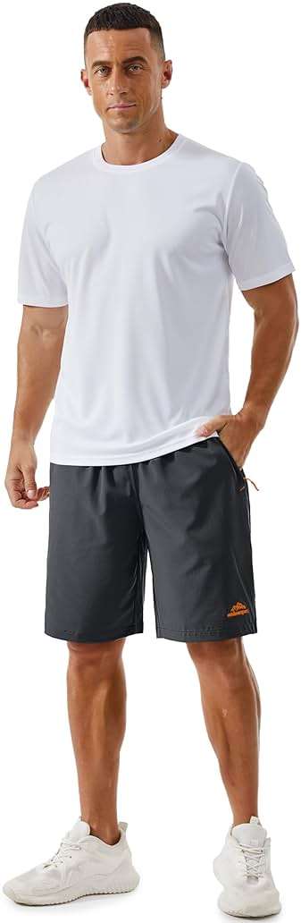 TACVASEN Men's Running Athletic Shorts 9" Quick Dry Workout Gym Shorts Lightweight Summer Shorts 3 Zipper Pockets - Image 6