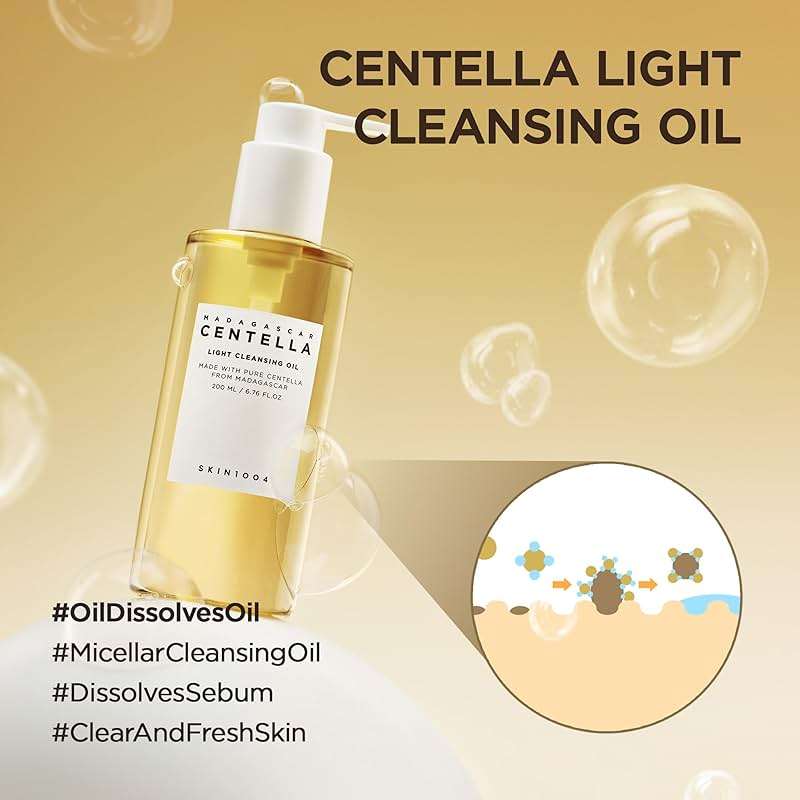 SKIN1004 Madagascar Centella Light Cleansing Oil 6.76 fl.oz, 200ml | Gentle Oil Cleanser for Face, Korean Facial Cleanser, Double Cleansing - Image 2