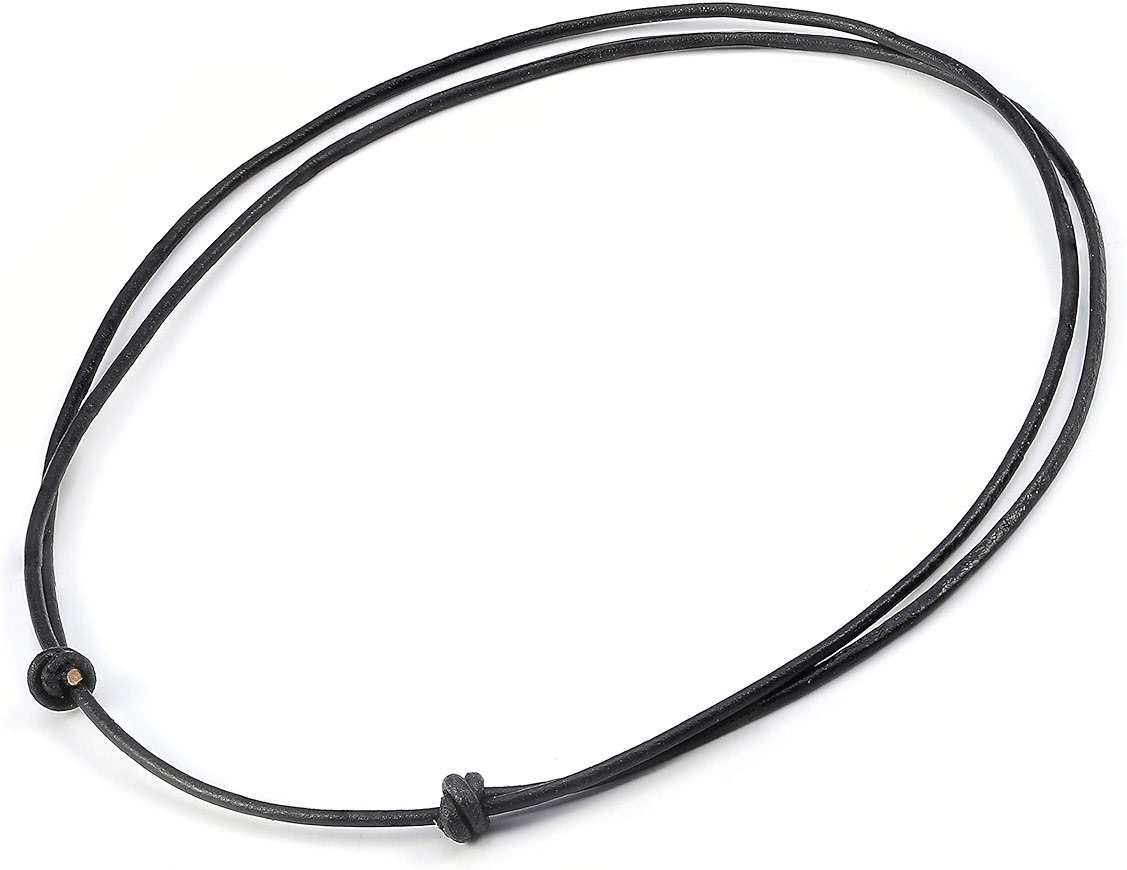 Premium Black Leather Cord Choker Necklace Double Knotted Adjustable Natural Cowrie Shell Necklace for Women Men - Image 1