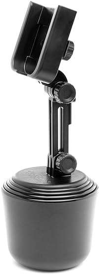 WeatherTech CupFone with Extension – Adjustable, Universal Cup Holder Cell Phone Mount Car & Truck Accessory – Best Design for iPhone & Smartphone Charging – Black Plastic Knobs - Image 1