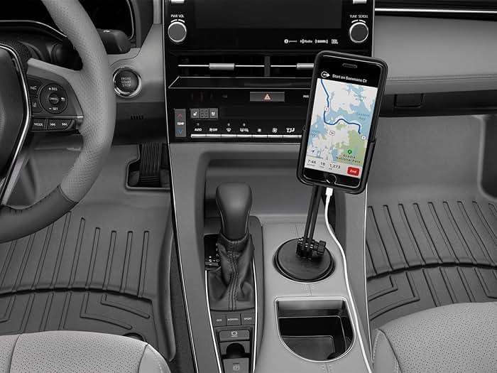 WeatherTech CupFone with Extension – Adjustable, Universal Cup Holder Cell Phone Mount Car & Truck Accessory – Best Design for iPhone & Smartphone Charging – Black Plastic Knobs - Image 3