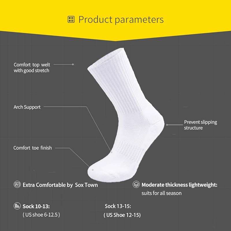 SOX TOWN Unisex Cushioned Crew Training Athletic Socks Men & Women with Combed Cotton Moisture Wicking Breathable Performance - Image 4