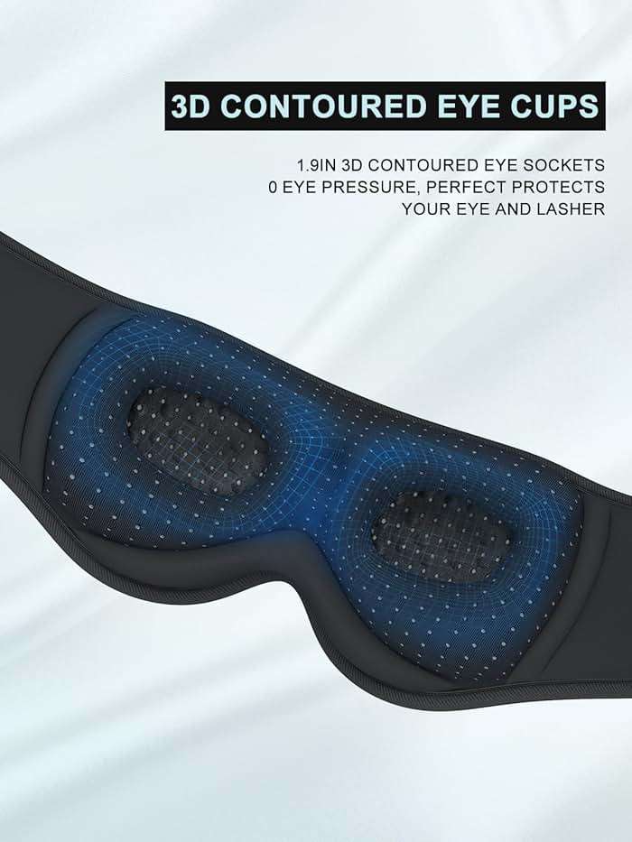LC-dolida Sleep Headphones, 3D Sleep Mask Bluetooth Wireless Music Eye Mask, Sleeping Headphones for Side Sleepers Sleep Mask with Bluetooth Headphones Ultra-Thin Stereo Speakers Perfect for Sleeping - Image 7