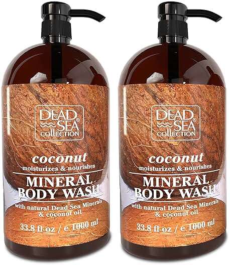 Dead Sea Collection Coconut Body Wash for Women and Men - with Pure Dead Sea Minerals and Coconut Oil - Cleanses and Moisturizes Skin - Pack of 2 (67.6 fl. oz) - Image 1