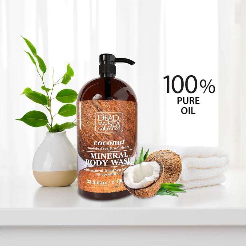 Dead Sea Collection Coconut Body Wash for Women and Men - with Pure Dead Sea Minerals and Coconut Oil - Cleanses and Moisturizes Skin - Pack of 2 (67.6 fl. oz) - Image 3