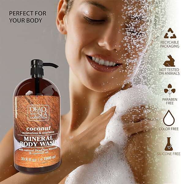 Dead Sea Collection Coconut Body Wash for Women and Men - with Pure Dead Sea Minerals and Coconut Oil - Cleanses and Moisturizes Skin - Pack of 2 (67.6 fl. oz) - Image 4