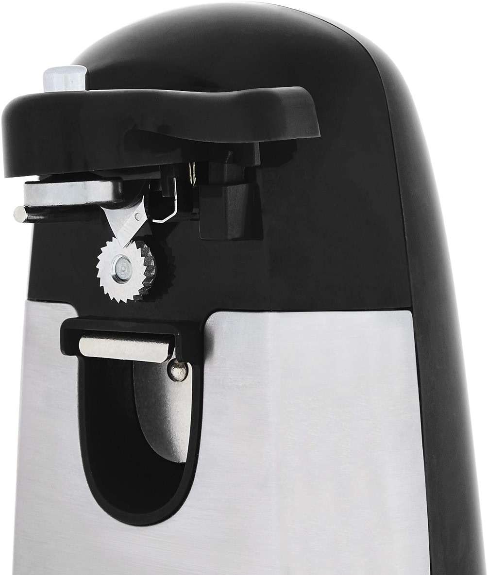 Amazon Basics 3-In-1 Electric Can Opener, Bottle Opener and Knife Sharpener with Stainless Steel Blade, Magnetic Lid Holder, Safe, Easy to Use, Powerful, Sleek Design, 50W, Black - Image 4