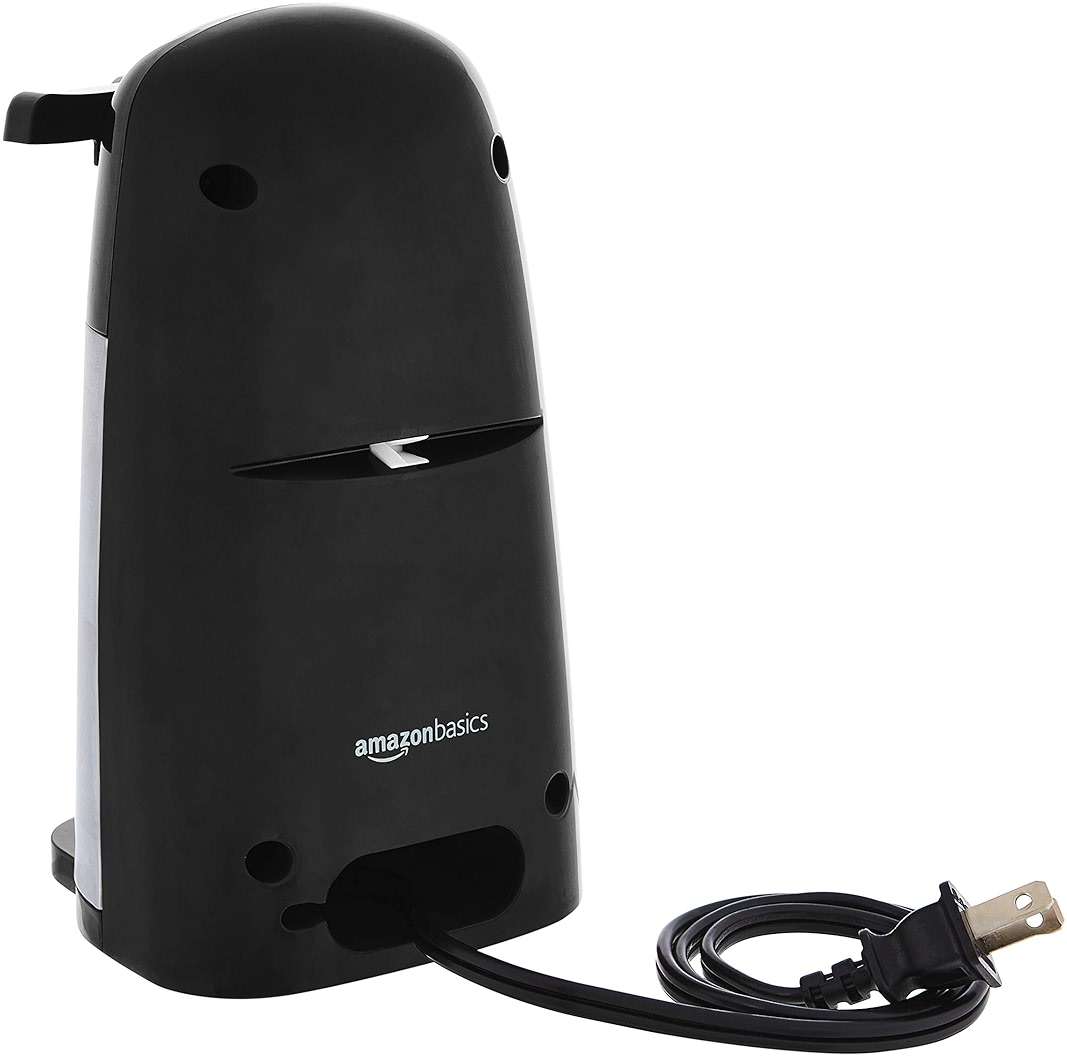 Amazon Basics 3-In-1 Electric Can Opener, Bottle Opener and Knife Sharpener with Stainless Steel Blade, Magnetic Lid Holder, Safe, Easy to Use, Powerful, Sleek Design, 50W, Black - Image 6