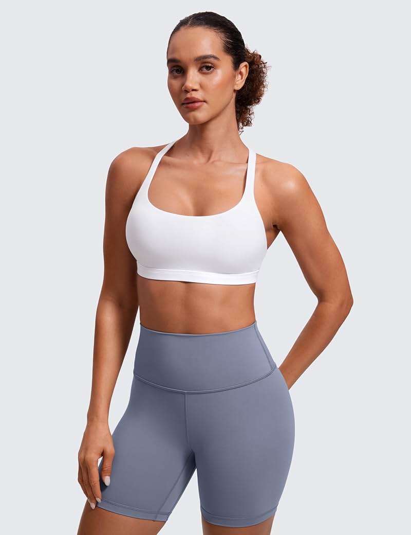 CRZ YOGA Naked Feeling Strappy Sports Bras for Women - Criss Cross Back Wireless Padded Cami Yoga Workout Top - Image 2
