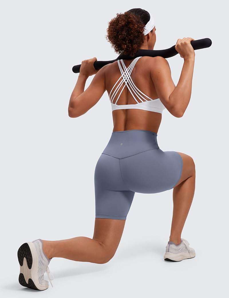 CRZ YOGA Naked Feeling Strappy Sports Bras for Women - Criss Cross Back Wireless Padded Cami Yoga Workout Top - Image 3