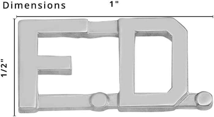 Smith & Warren 1/2" F.D. Letter Collar Brass Rank Insignia Silver Finish Fire Uniform Pin - Image 2