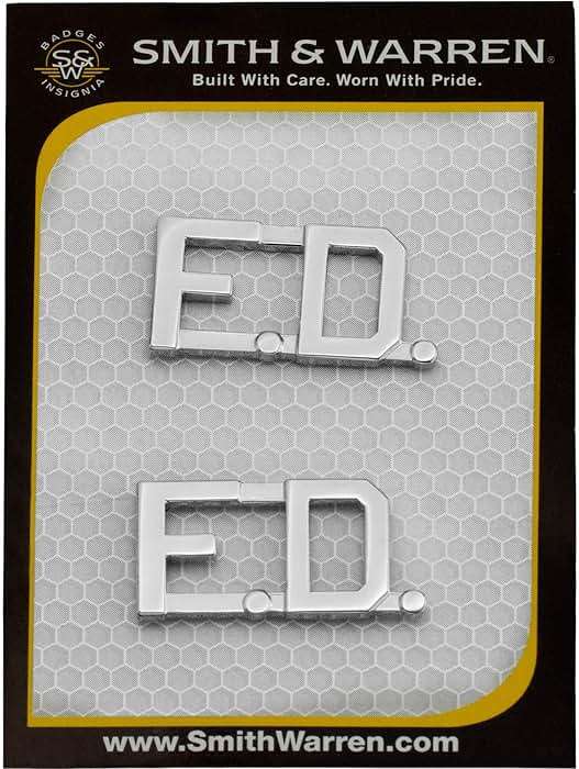 Smith & Warren 1/2" F.D. Letter Collar Brass Rank Insignia Silver Finish Fire Uniform Pin - Image 5