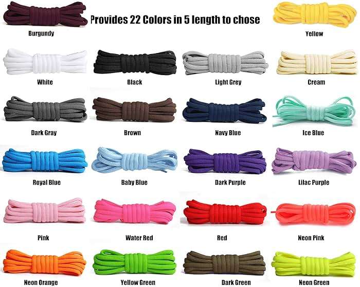 Handshop 1/4" Oval Athletic Shoelaces 24"-72" in 22 Colors Half Round Shoe Laces - Image 3