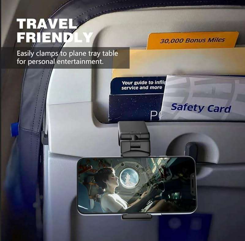 Perilogics Universal in Flight Airplane Phone Holder Mount. Hands Free Viewing with Multi-Directional Dual 360 Degree Rotation. Pocket Size Must Have Airplane Travel Essential Accessory for Flying - Image 11
