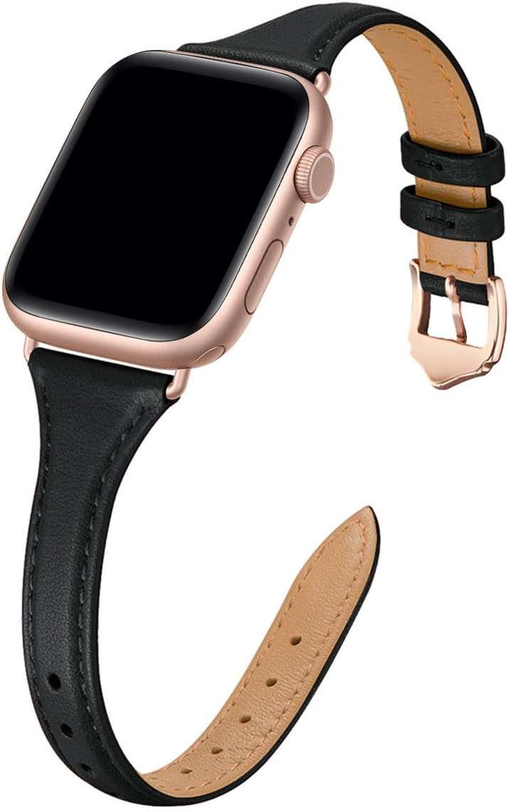 WFEAGL Compatible with Leather Apple Watch Band 41mm 40mm 38mm 42mm(series 11 10) Women, Top Grain Leather Strap Slim & Thin Replacement Wristband for iWatch Bands SE 3 2 1, Series 11 10 9 8 7 6 5 4 3 2 1 - Image 1