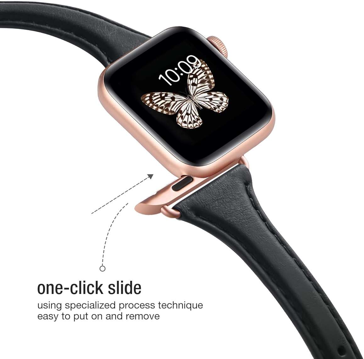 WFEAGL Compatible with Leather Apple Watch Band 41mm 40mm 38mm 42mm(series 11 10) Women, Top Grain Leather Strap Slim & Thin Replacement Wristband for iWatch Bands SE 3 2 1, Series 11 10 9 8 7 6 5 4 3 2 1 - Image 4
