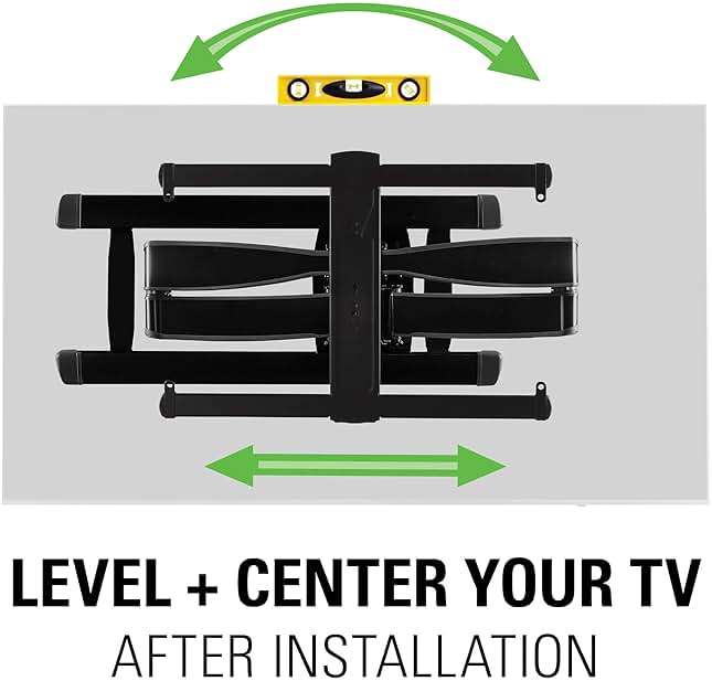 SANUS Full Motion TV Wall Mount for 42” to 90” TVs up to 125lbs – Extend, Swivel, Tilting TV Mount - Easy 3 Step DIY Install w/ Included Hardware - Black Finish - Image 4