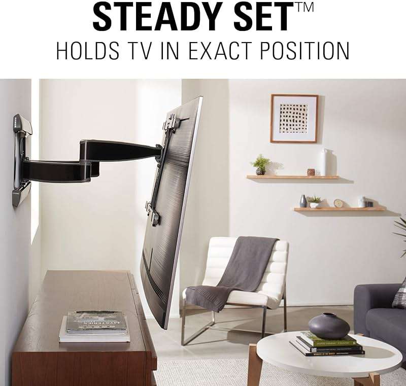 SANUS Full Motion TV Wall Mount for 42” to 90” TVs up to 125lbs – Extend, Swivel, Tilting TV Mount - Easy 3 Step DIY Install w/ Included Hardware - Black Finish - Image 8