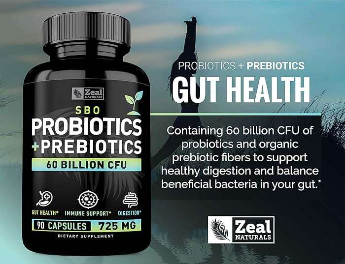 Probiotics and Prebiotics + SBO Probiotics (60 Billion CFU | 90 Capsules) Acidophilus Probiotic w. Saccharomyces Boulardii, Bifidobacterium + Spore Probiotic & Organic Sprouted Prebiotic Fiber Blend - Image 6