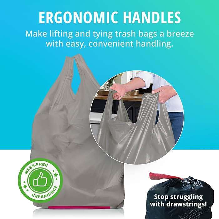 Hippo Sak - Tall Kitchen Garbage Bags with Ergonomic Handles - 13 Gallon Trash Bags Made from Recycled Ocean Bound Plastic - Super Strong and Leak Proof Tall Kitchen Trash Bags (90 Count) - Image 4