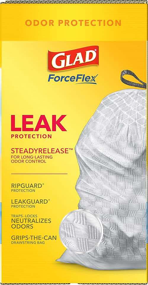 Glad Tall Kitchen Drawstring Trash Bags - Odorshield 13 Gallon White Trash Bag, Febreze Fresh Clean, 110 Count - Image 14