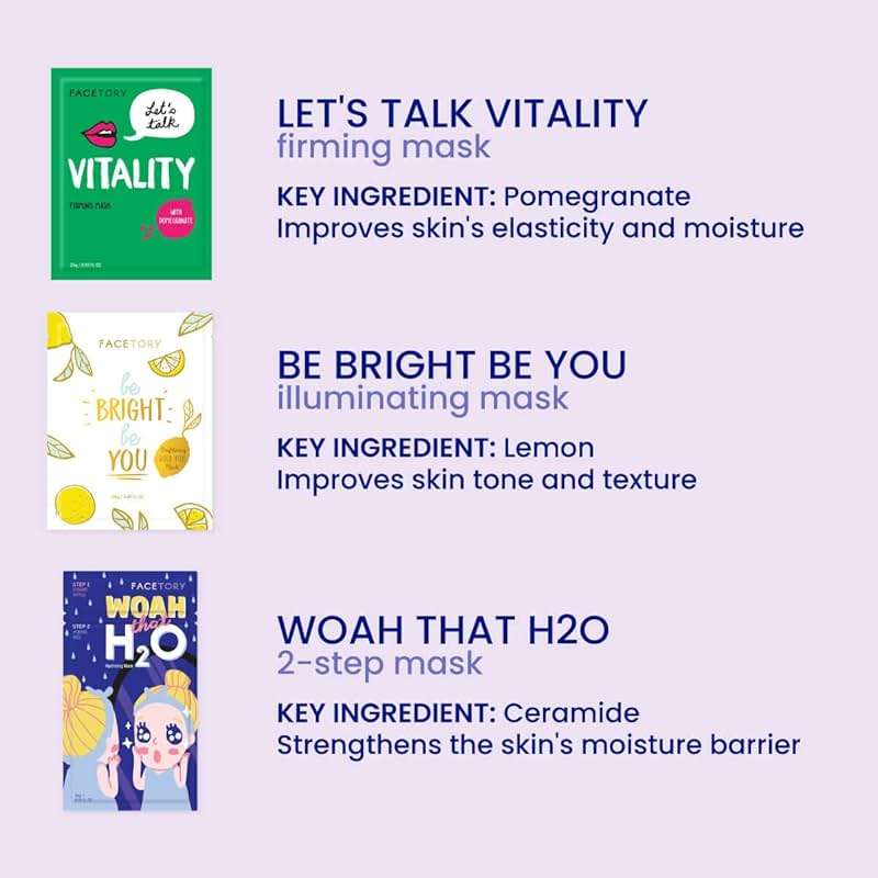 FACETORY K Beauty Face Mask Skin Care - BEST OF 7 COLLECTION Sheet Mask Set | Natural Premium Korean Face Mask For All Skin Types - No Sulfates No Parabens (7 pc) - Image 5