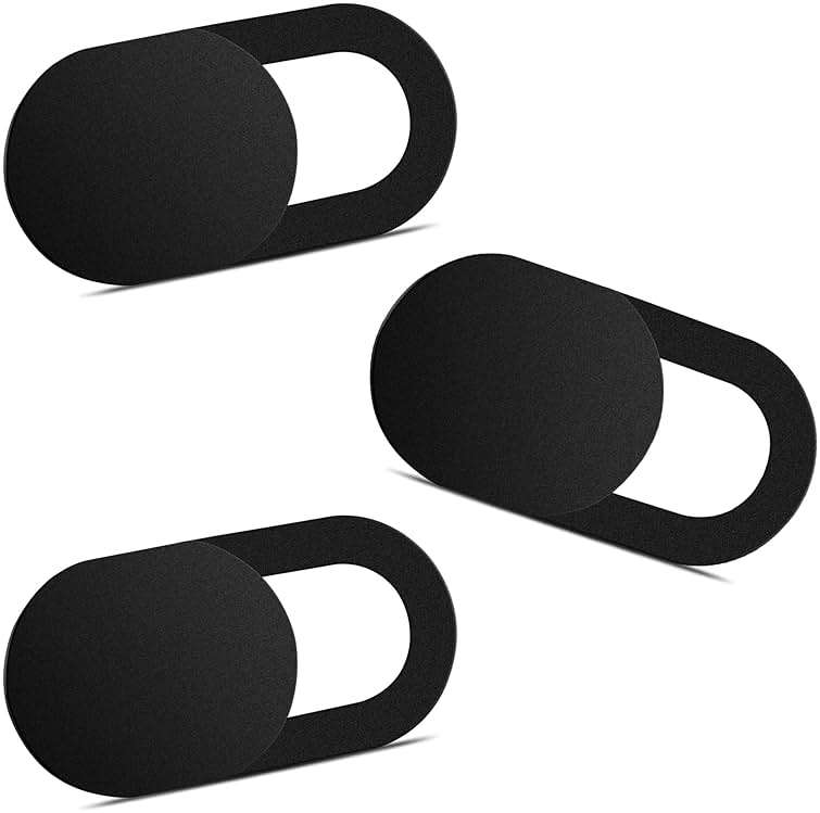 Yilador Webcam Cover (3 Pack), 0.03 inch Ultra Thin Laptop Camera Cover Slide for iPhone iPad MacBook Pro Computer iMac Cell Phone PC Accessories Camera Blocker Slider, Great for Privacy - Black - Image 1
