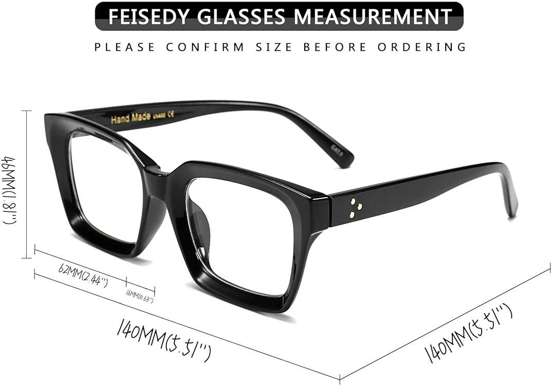 FEISEDY Retro Square Blue Light Blocking Reading Glasses Anti Glare Digital Eyestrain Reader B2479 - Image 5