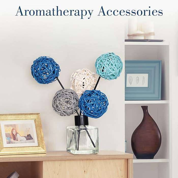 DomeStar 24PCS Blue Decorative Balls for Bowl Centerpiece, 2 Inch Rattan Balls Bowl Fillers Decor - Wicker Twig Orbs Spheres, Wedding Home Vase Table Decor - Image 5