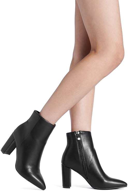 DREAM PAIRS Women's Chunky Heel Ankle Booties Pointed Toe Short Boots - Image 8