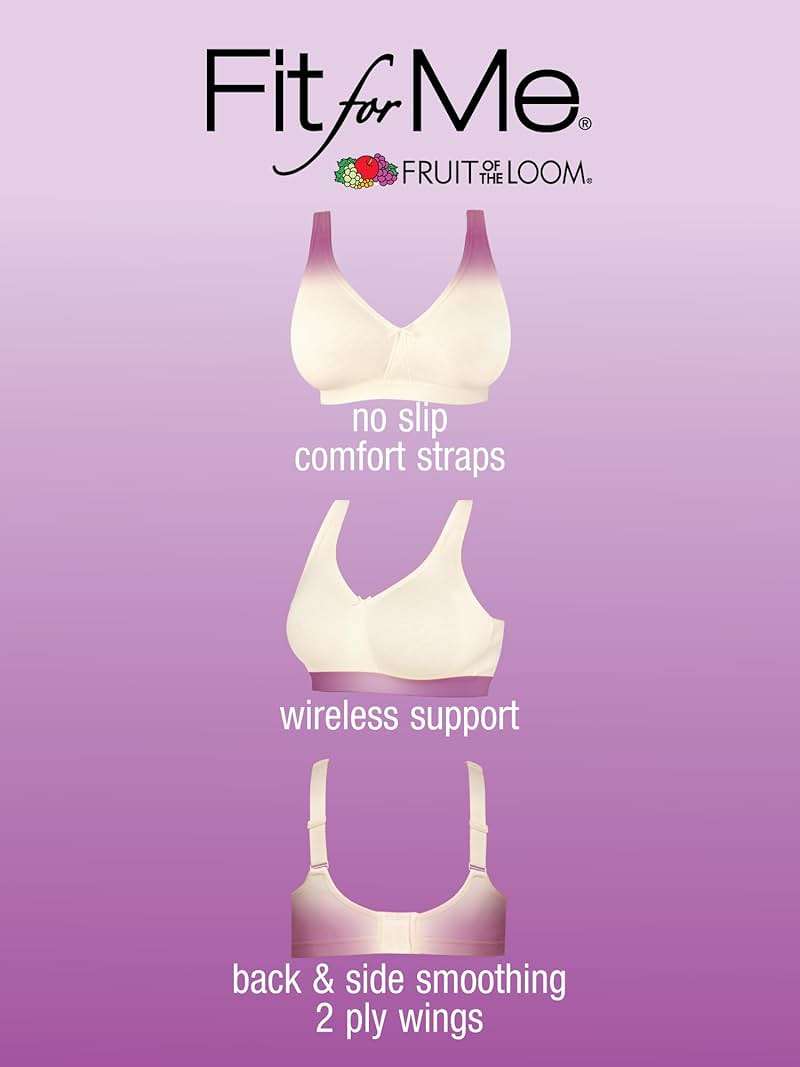 Fruit of The Loom Womens Plus Size Wireless Cotton Bra - Image 3