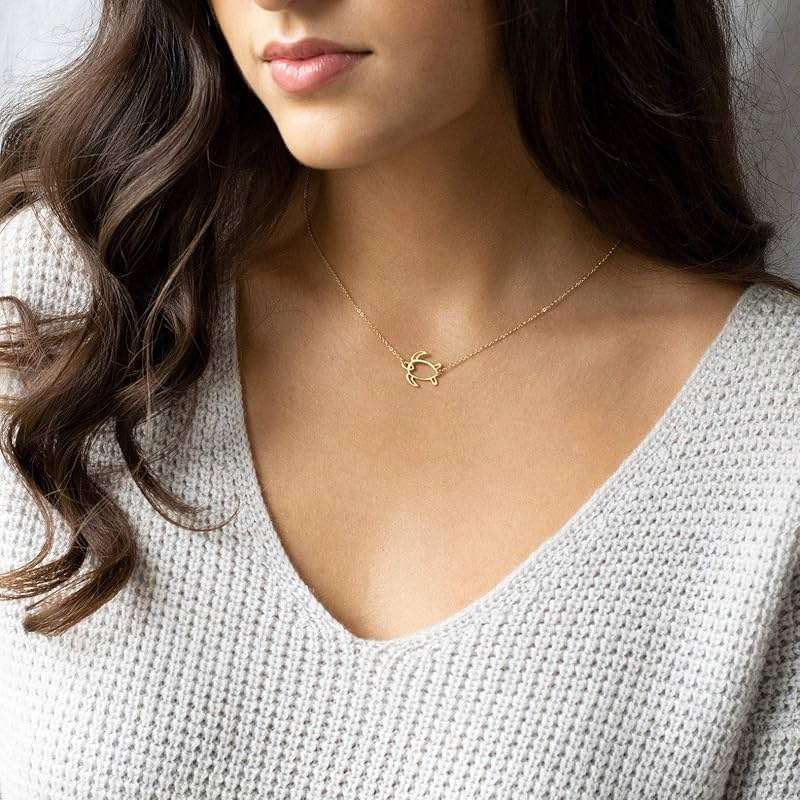 MEVECCO Gold Dainty Turtle Necklace for Women,14K Gold Plated Cute Tiny Boho Sea Tortoise Pendant Necklace - Image 2