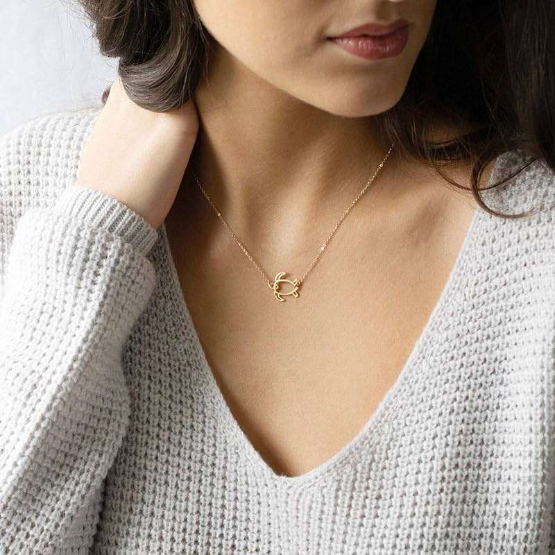 MEVECCO Gold Dainty Turtle Necklace for Women,14K Gold Plated Cute Tiny Boho Sea Tortoise Pendant Necklace - Image 3