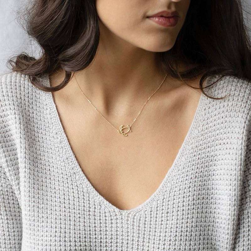 MEVECCO Gold Dainty Turtle Necklace for Women,14K Gold Plated Cute Tiny Boho Sea Tortoise Pendant Necklace - Image 4