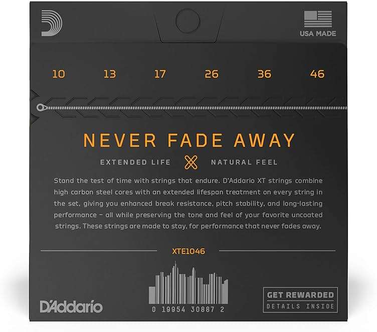D'Addario Electric Guitar Strings, XT Nickel Coated, XTE1046, Regular Light Gauge 10-46, 6-String Set, Pack of 1 - Image 2