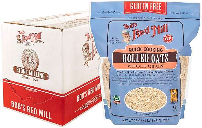 Bob's Red Mill Gluten Free Quick Cooking Rolled Oats, 28oz (Pack of 4) - Gluten Free, Non GMO, Whole Grain, Vegan, Kosher - Image 1