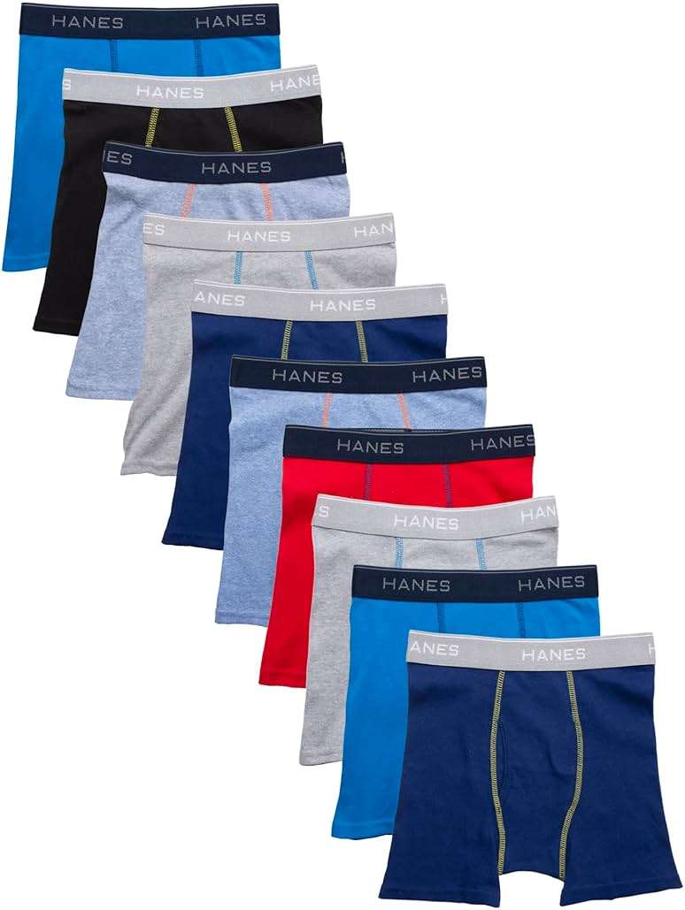Hanes Boys' Underwear Boxer Briefs Or Briefs Pack, 8 Or 12 Pack, Cotton Stretch Underwear for Boys & Toddler Boys - Image 3