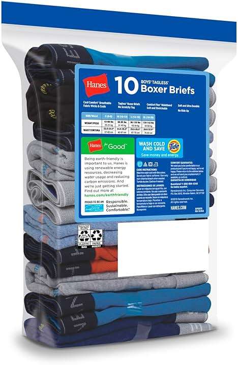 Hanes Boys' Underwear Boxer Briefs Or Briefs Pack, 8 Or 12 Pack, Cotton Stretch Underwear for Boys & Toddler Boys - Image 5