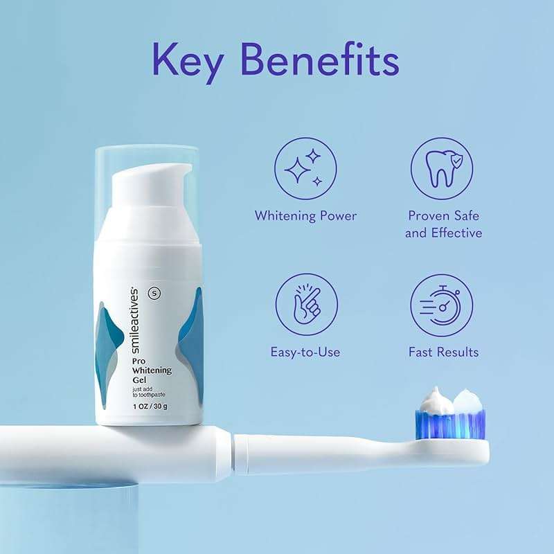 Smileactives Teeth Whitening Gel, Clinical-Grade Hydrogen Peroxide for Long Lasting White Teeth – Simply Add to Toothpaste to Permanently Remove Coffee Stains & More, 2 oz - Image 5