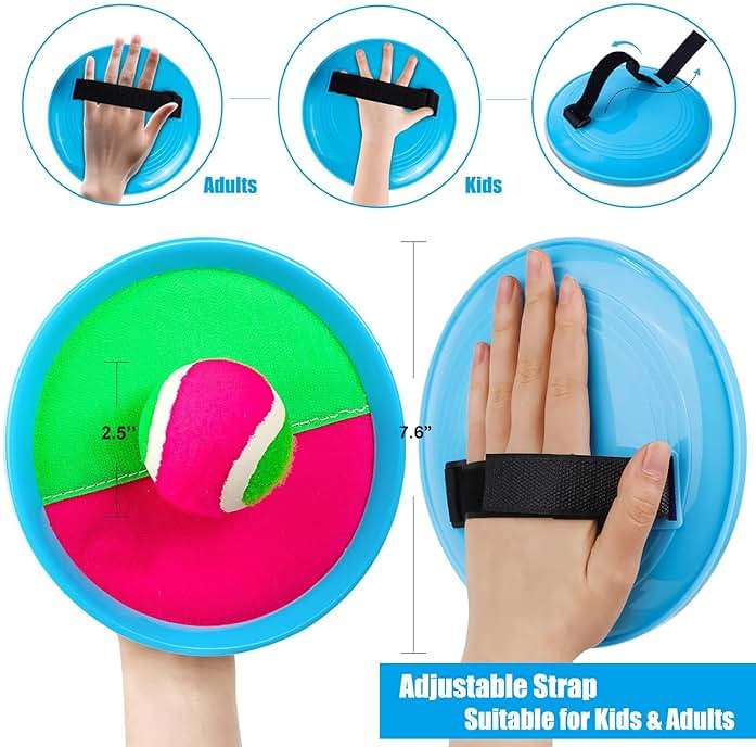 Ayeboovi Toss and Catch Ball Set Boys Toys Outdoor Toys Yard Games Outside Games Beach Toys for Kids Ball and Catch Game with 4 Paddles and 4 Balls [Upgraded Version] - Image 6