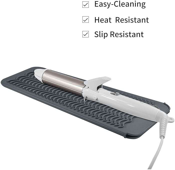 EIOKIT Silicone Heat Resistant Mat for Hair Iron, 11 x 5 inch, Grey, 1 Pack - Image 3
