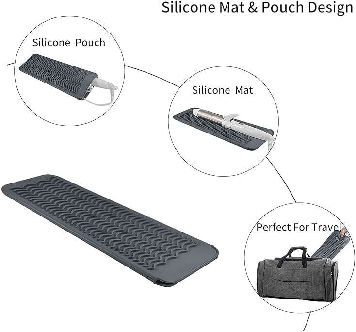 EIOKIT Silicone Heat Resistant Mat for Hair Iron, 11 x 5 inch, Grey, 1 Pack - Image 5
