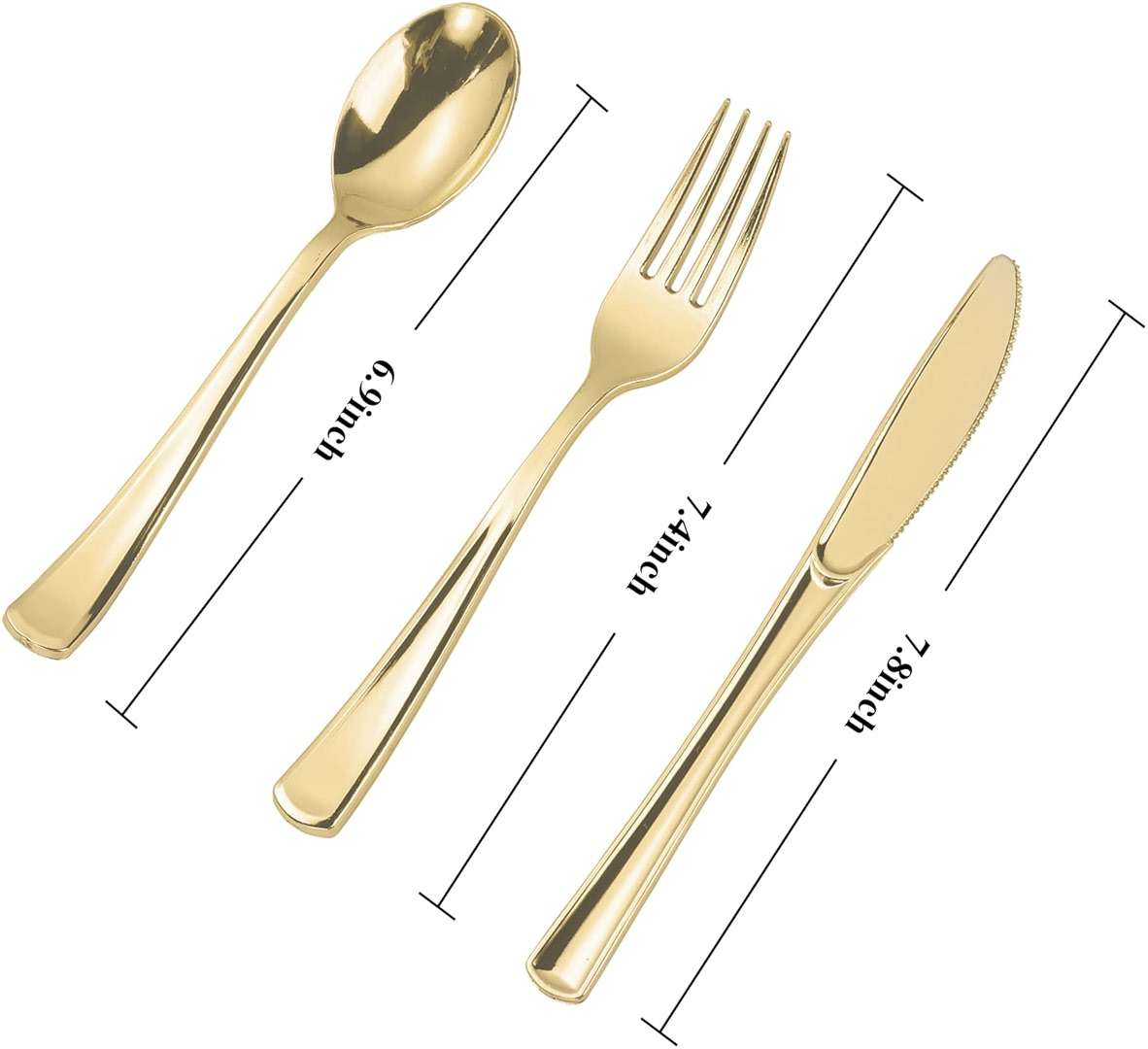 N9R 160pcs Gold Plastic Silverware - Gold Plastic Utensils Set - Tableware Flatware Kit 80 Forks, 40 Spoons, 40 Knives Disposable Cutlery Set for Party, Wedding, Birthday - Image 3