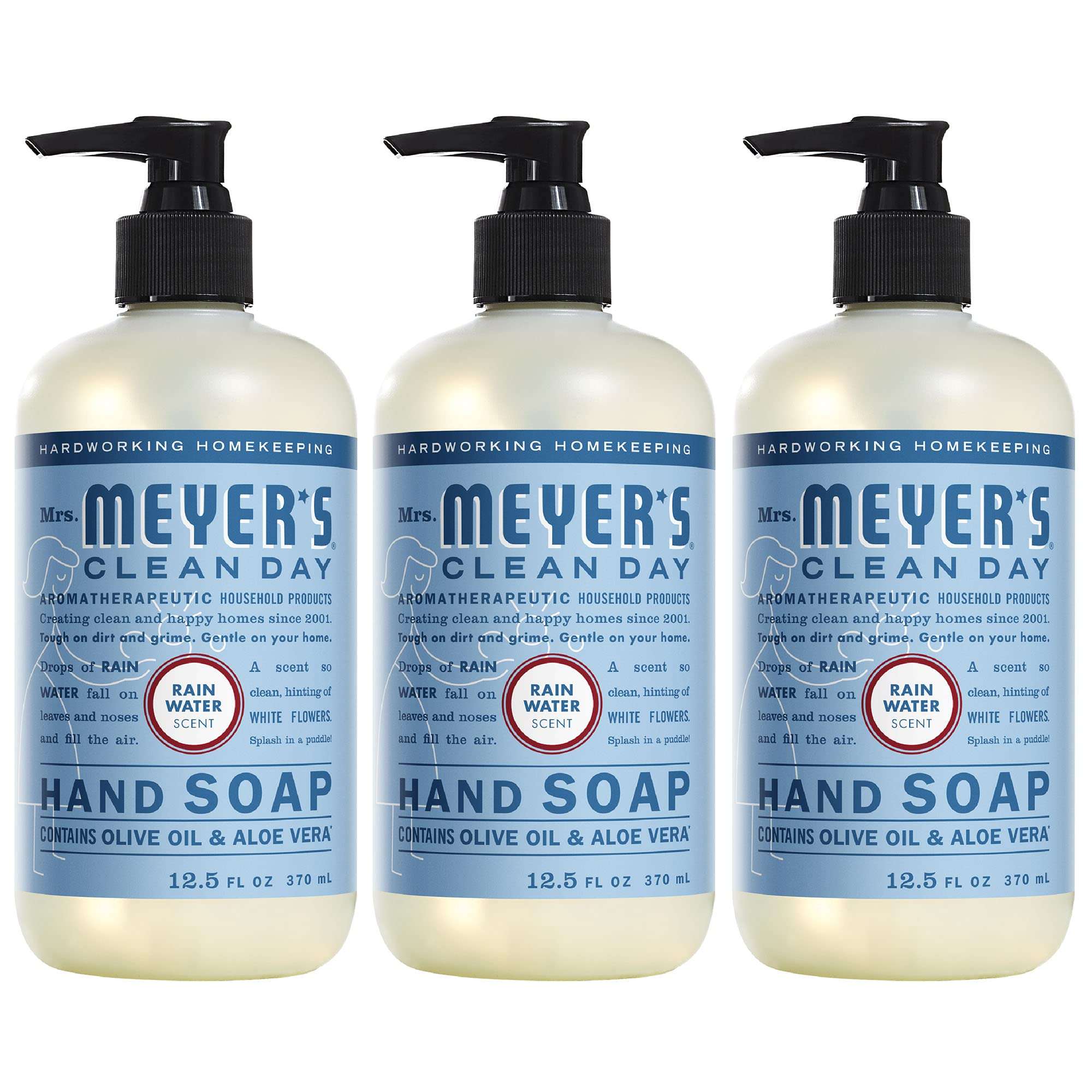 MRS. MEYER'S CLEAN DAY Hand Soap, Rain Water Scent, 12.5 Fl Oz Bottle - 3 Pack - Image 1