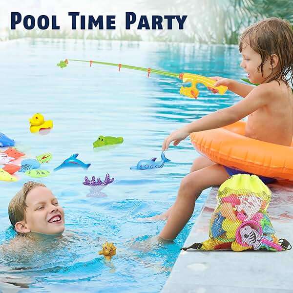 CozyBomB™ Magnetic Fishing Toys Game Set for Kids | Water Table Bathtub Kiddie Pool Party Pole Rod Net, Outdoor Plastic Floating Fish, Toddler Bath Color Ocean Sea Animals Birthday Gift Age 3-5 6 4-8 - Image 4