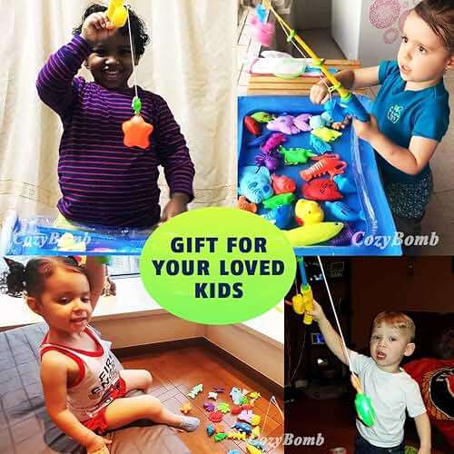 CozyBomB™ Magnetic Fishing Toys Game Set for Kids | Water Table Bathtub Kiddie Pool Party Pole Rod Net, Outdoor Plastic Floating Fish, Toddler Bath Color Ocean Sea Animals Birthday Gift Age 3-5 6 4-8 - Image 8